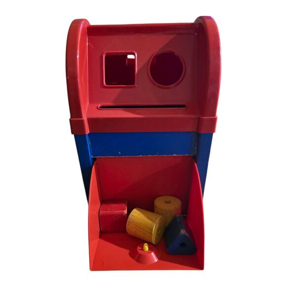 Vintage Playskool Postal Station 11" Wood Mailbox Shape Sorter w Blocks - Picture 2 of 5